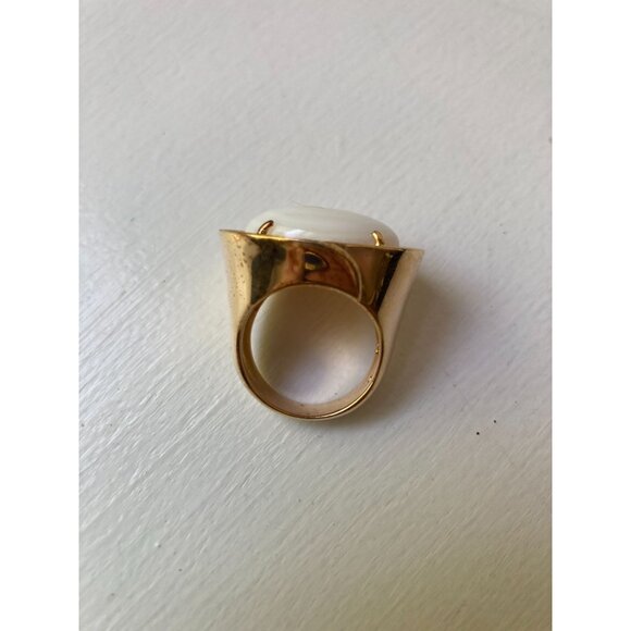 Bruna White Stone Signet Ring Statement Swirl Sz 6 3/4 - Picture 7 of 8